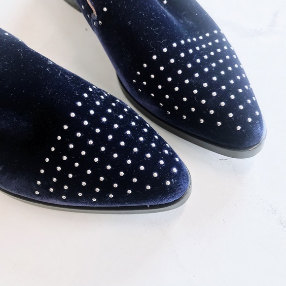 SIGERSON MORRISON velvet midnight blue studded loafers tuxedo flats - Picture 4 of 5